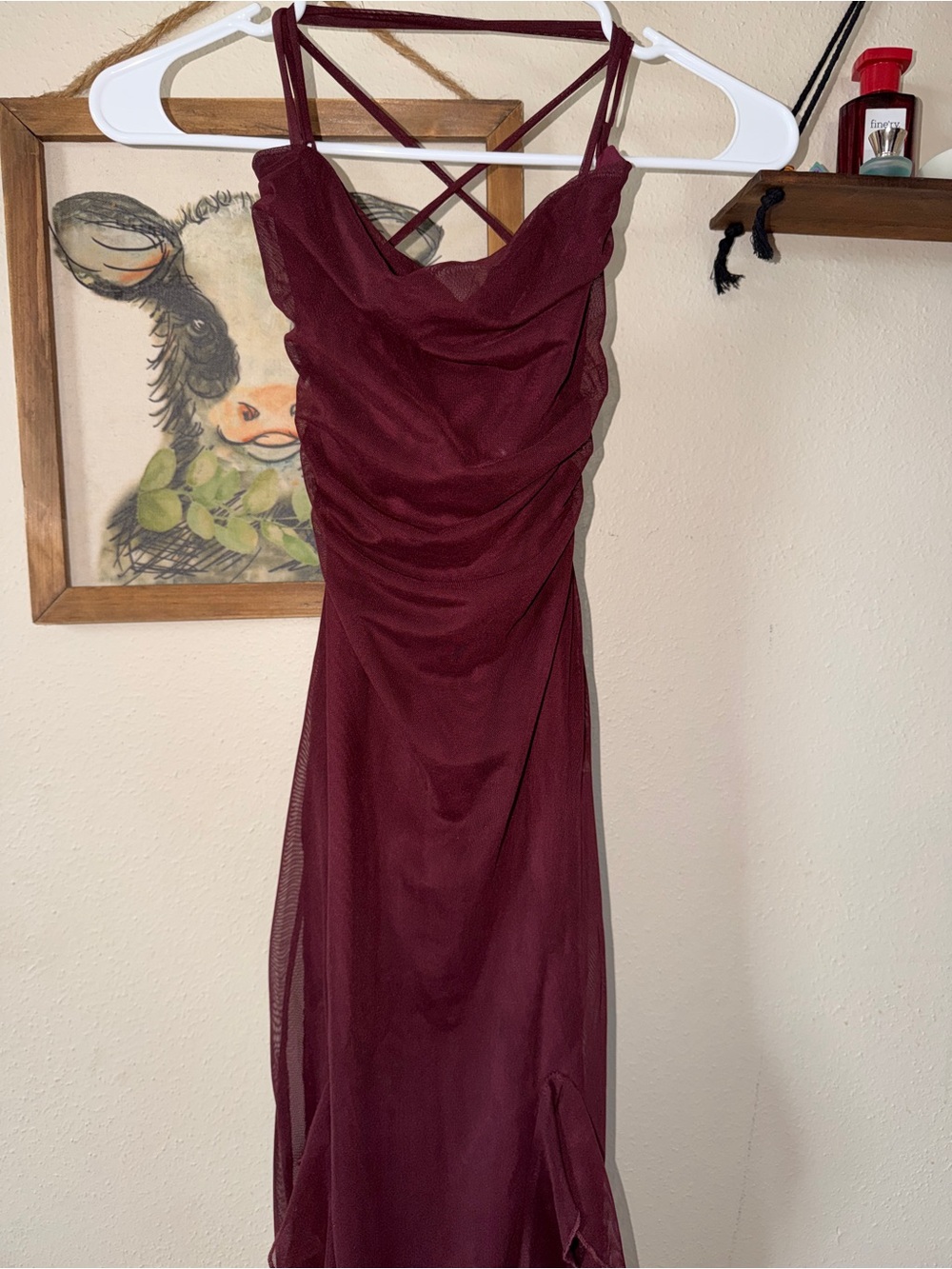 Princess Polly Burgundy Ruched Strappy Prom Dress
